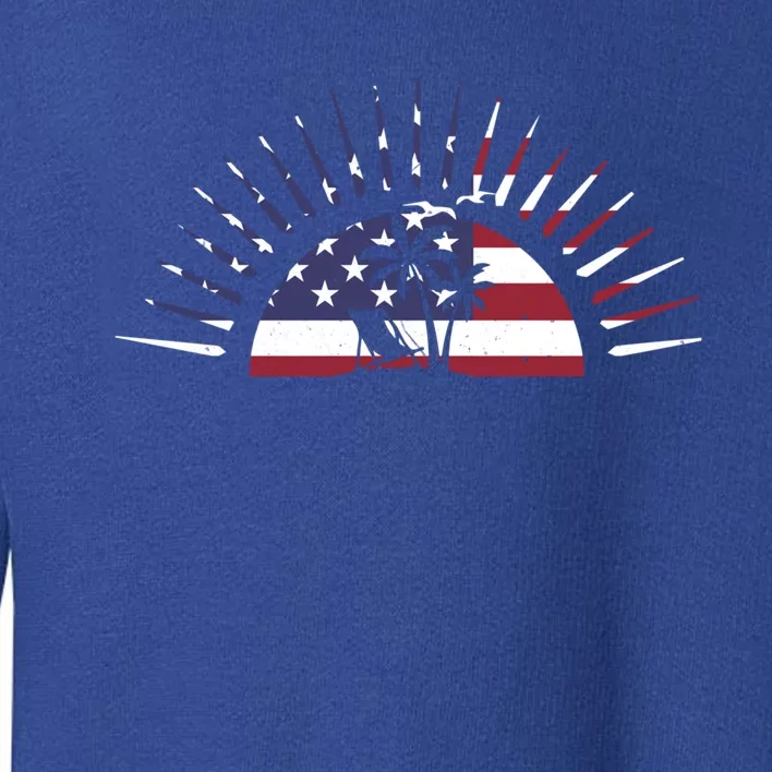 Usa Flag Beach Memorial Day Fun Veteran Tree Graphic Cute Gift Toddler Sweatshirt