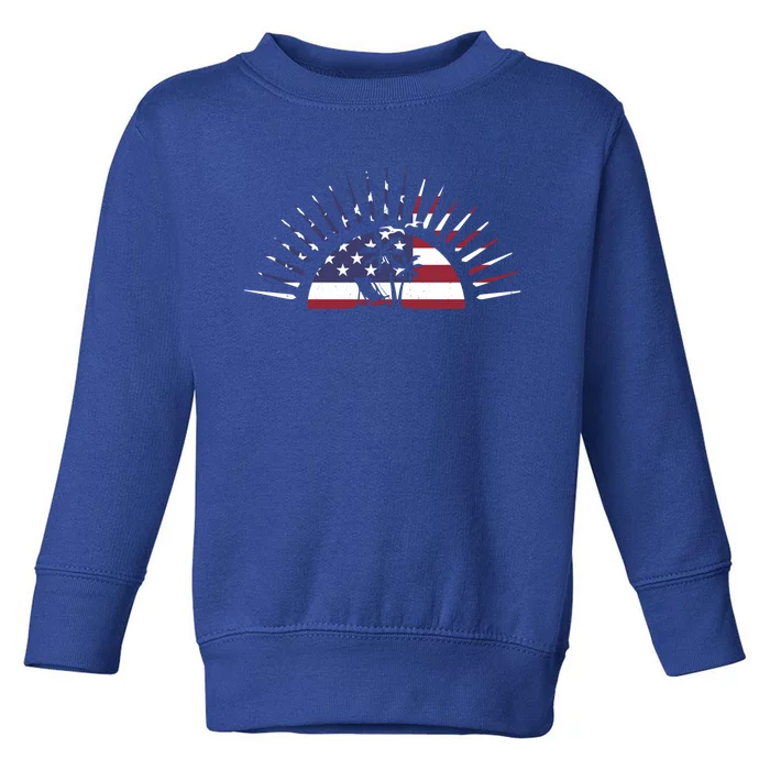 Usa Flag Beach Memorial Day Fun Veteran Tree Graphic Cute Gift Toddler Sweatshirt