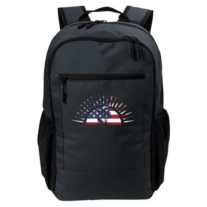 Usa Flag Beach Memorial Day Fun Veteran Tree Graphic Cute Gift Daily Commute Backpack