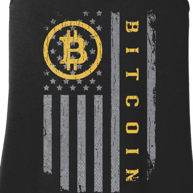 Usa Flag Bitcoin Distressed Digital Currency Btc Crypto Coin Ladies Essential Tank