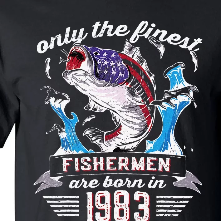 US Flag Bass Fishermen Are Born In 1983 39th Birthday Tall T-Shirt