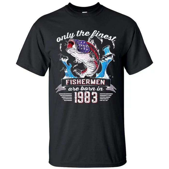 US Flag Bass Fishermen Are Born In 1983 39th Birthday Tall T-Shirt