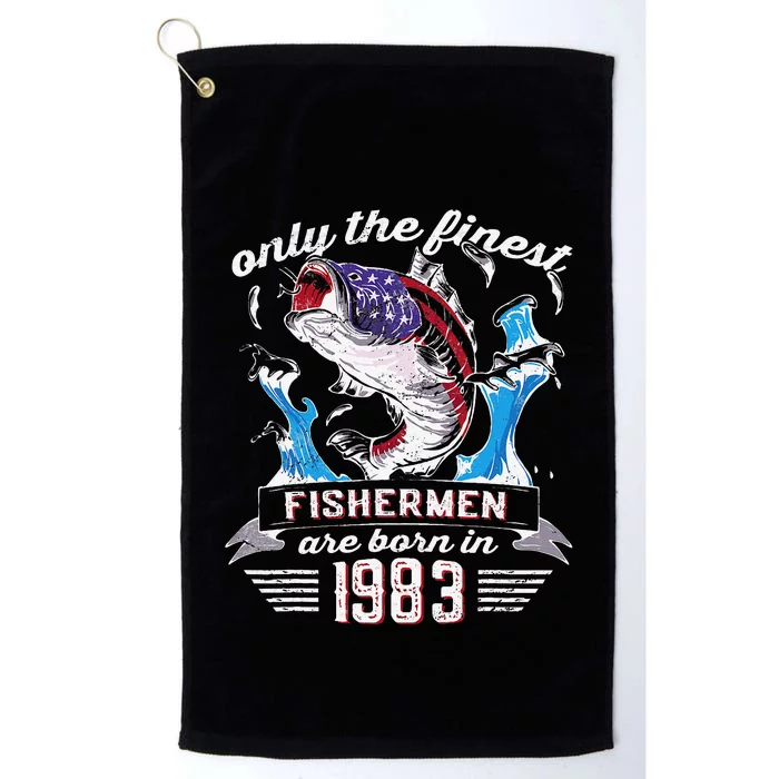 US Flag Bass Fishermen Are Born In 1983 39th Birthday Platinum Collection Golf Towel