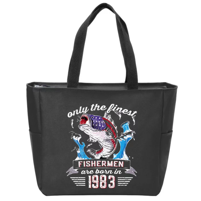 US Flag Bass Fishermen Are Born In 1983 39th Birthday Zip Tote Bag