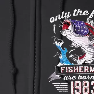 US Flag Bass Fishermen Are Born In 1983 39th Birthday Full Zip Hoodie