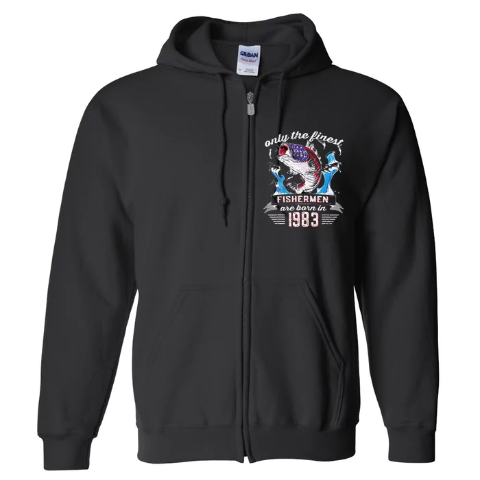 US Flag Bass Fishermen Are Born In 1983 39th Birthday Full Zip Hoodie