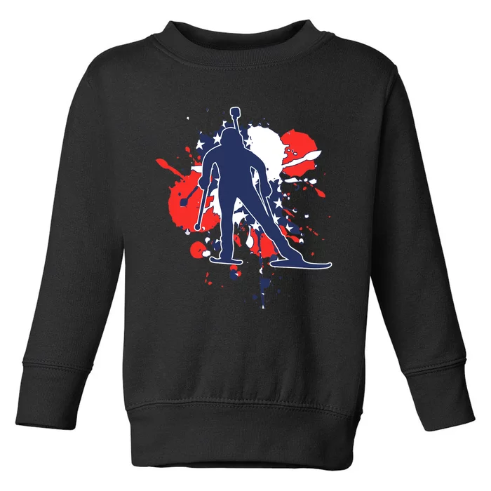 USA Flag Biathlonist American Biathlon Toddler Sweatshirt