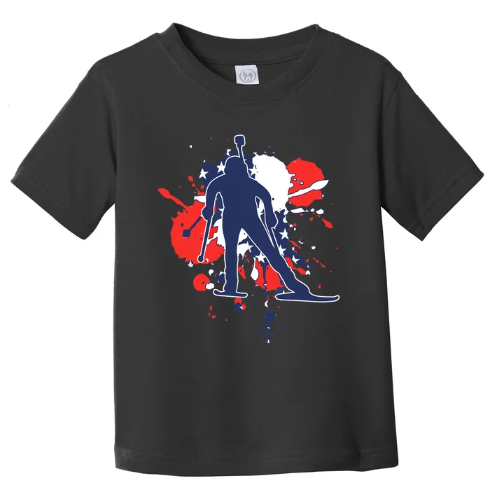 USA Flag Biathlonist American Biathlon Toddler T-Shirt