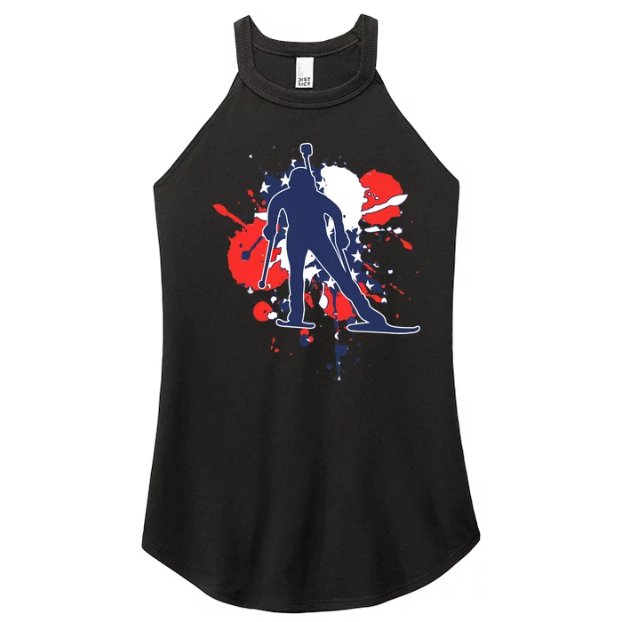 USA Flag Biathlonist American Biathlon Women’s Perfect Tri Rocker Tank