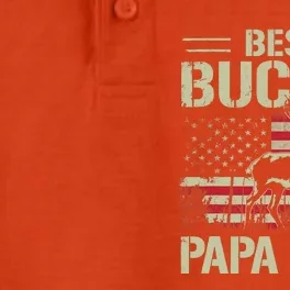 USA Flag Best Buckin' Papa Ever Deer Hunting Father's Day Dry Zone Grid Performance Polo