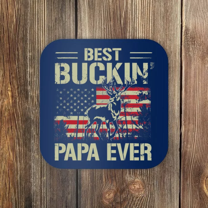 USA Flag Best Buckin' Papa Ever Deer Hunting Father's Day Coaster