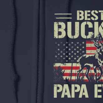 USA Flag Best Buckin' Papa Ever Deer Hunting Father's Day Full Zip Hoodie