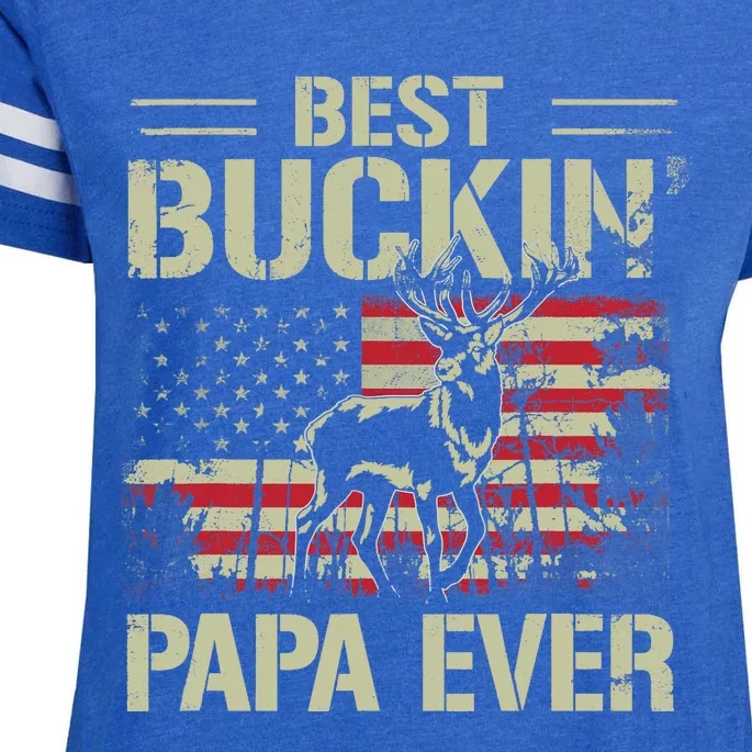 USA Flag Best Buckin' Papa Ever Deer Hunting Father's Day Enza Ladies Jersey Football T-Shirt