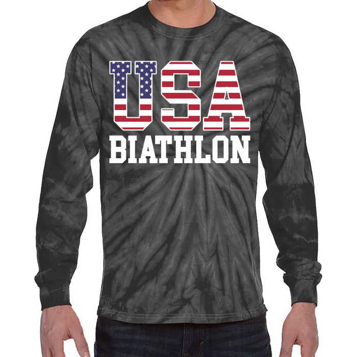 USA Flag Biathlonist American USA Biathlon Tie-Dye Long Sleeve Shirt