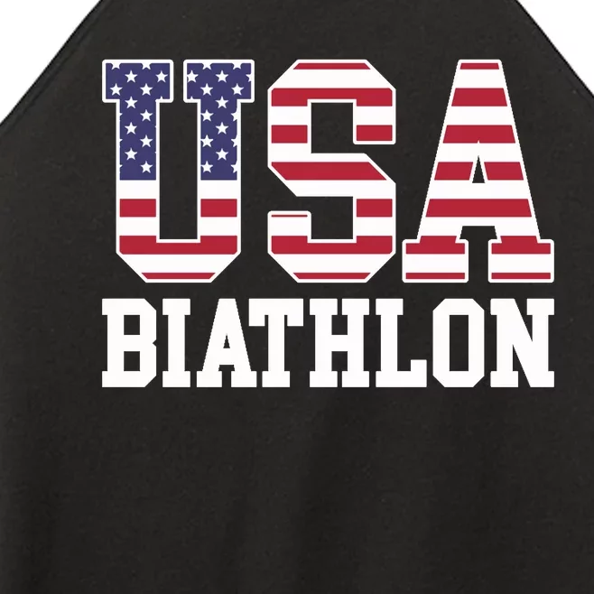 USA Flag Biathlonist American USA Biathlon Women’s Perfect Tri Rocker Tank