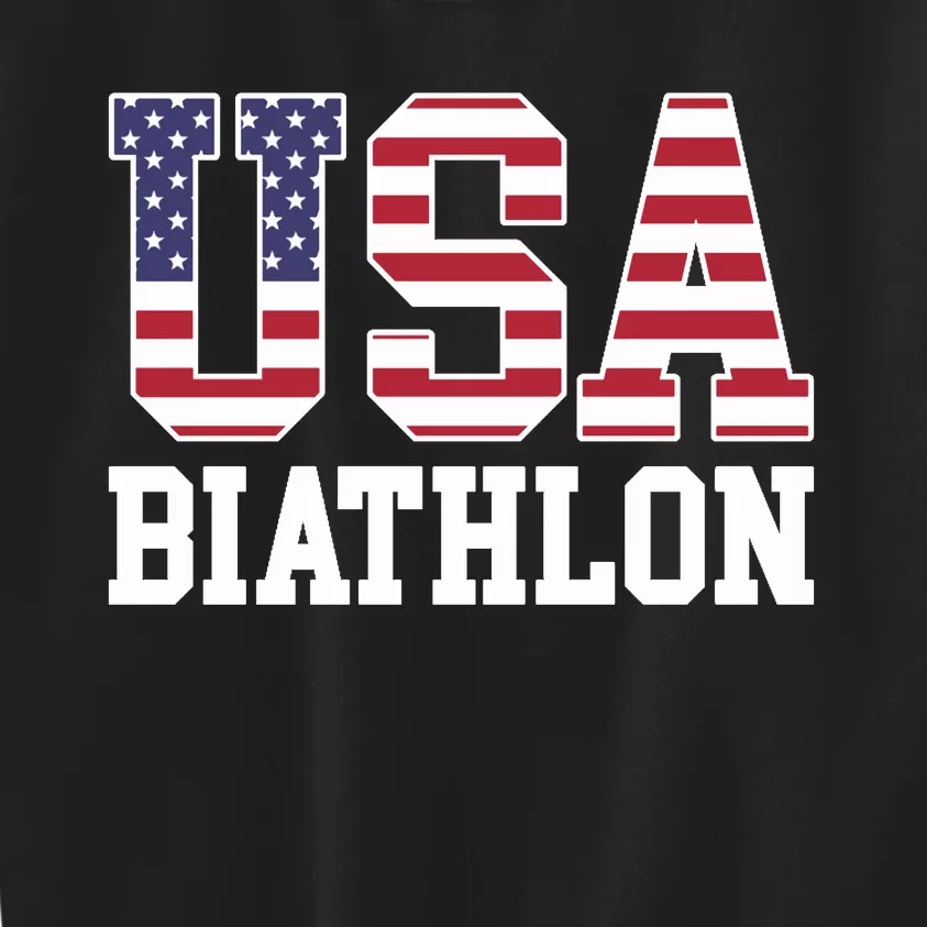 USA Flag Biathlonist American USA Biathlon Kids Sweatshirt