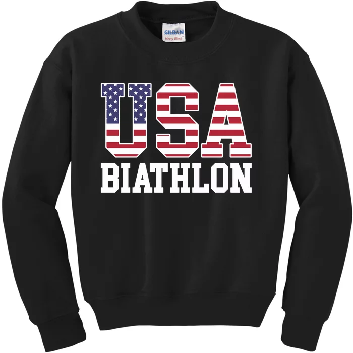 USA Flag Biathlonist American USA Biathlon Kids Sweatshirt