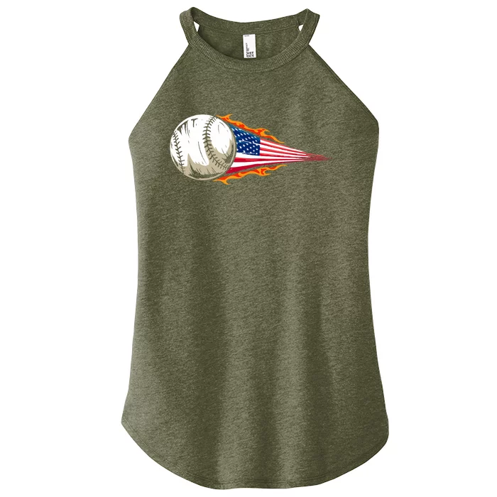 USA Flag Baseball Patriotic American Baseball Lover Women’s Perfect Tri Rocker Tank