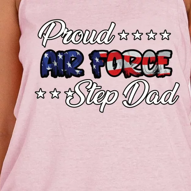 Us Flag Bold Proud Air Force Step Dad Gift Women's Knotted Racerback Tank