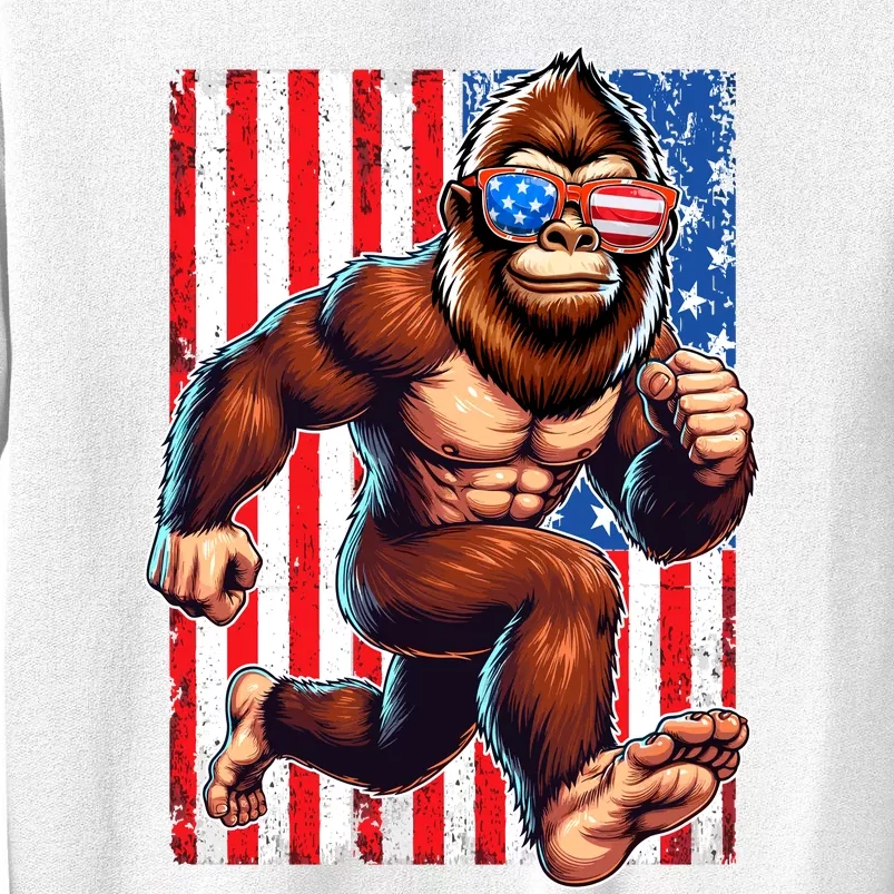 Usa Flag Bigfoot Running 4th Of July Sweatshirt