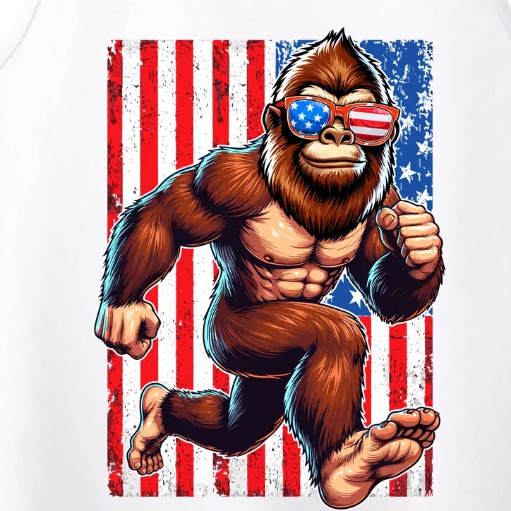 Usa Flag Bigfoot Running 4th Of July Performance Tank