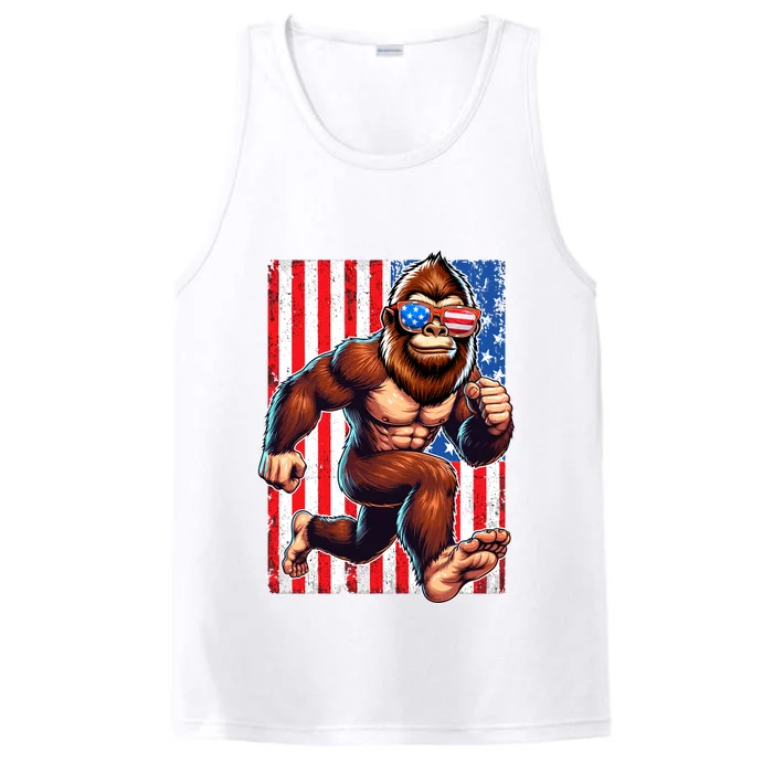 Usa Flag Bigfoot Running 4th Of July Performance Tank