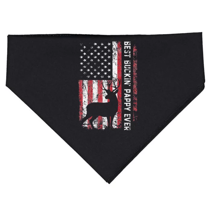 USA Flag Best Buckin Pappy Ever Deer Hunting Fathers Day USA-Made Doggie Bandana