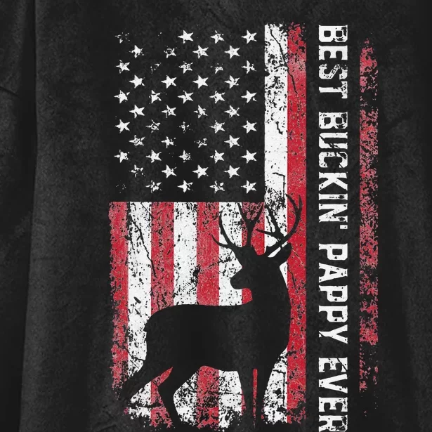 USA Flag Best Buckin Pappy Ever Deer Hunting Fathers Day Hooded Wearable Blanket