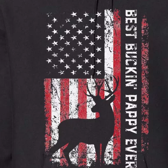 USA Flag Best Buckin Pappy Ever Deer Hunting Fathers Day Premium Hoodie