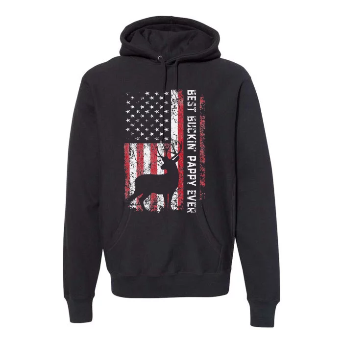 USA Flag Best Buckin Pappy Ever Deer Hunting Fathers Day Premium Hoodie