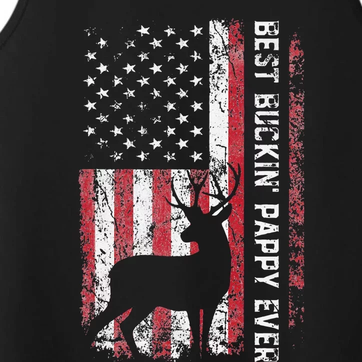 USA Flag Best Buckin Pappy Ever Deer Hunting Fathers Day Performance Tank