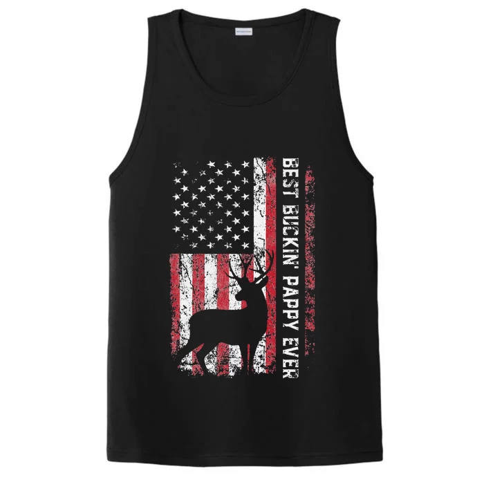 USA Flag Best Buckin Pappy Ever Deer Hunting Fathers Day Performance Tank