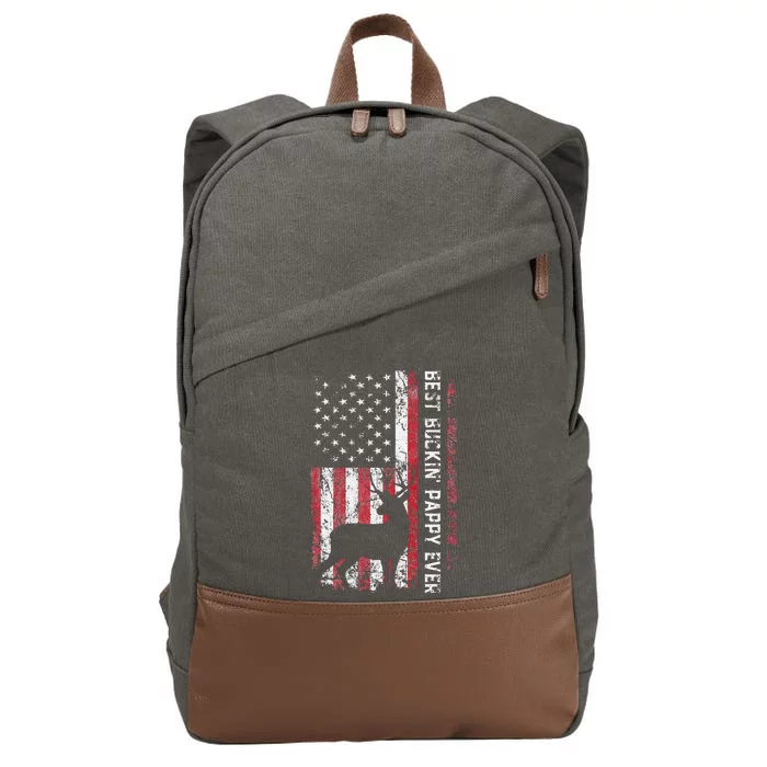 USA Flag Best Buckin Pappy Ever Deer Hunting Fathers Day Cotton Canvas Backpack