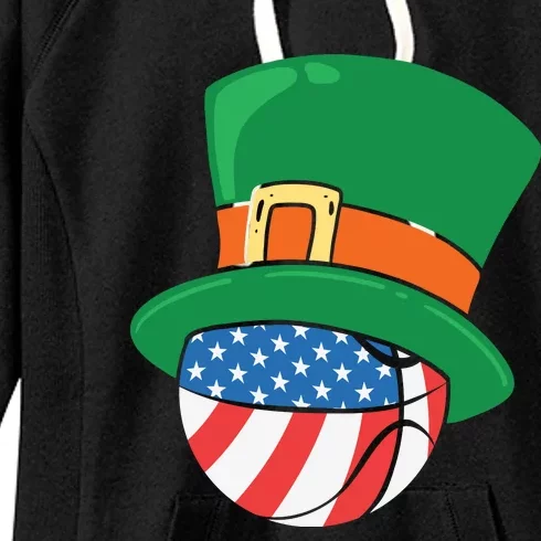 USA Flag Baseball Leprechaun Patrick Women's Fleece Hoodie