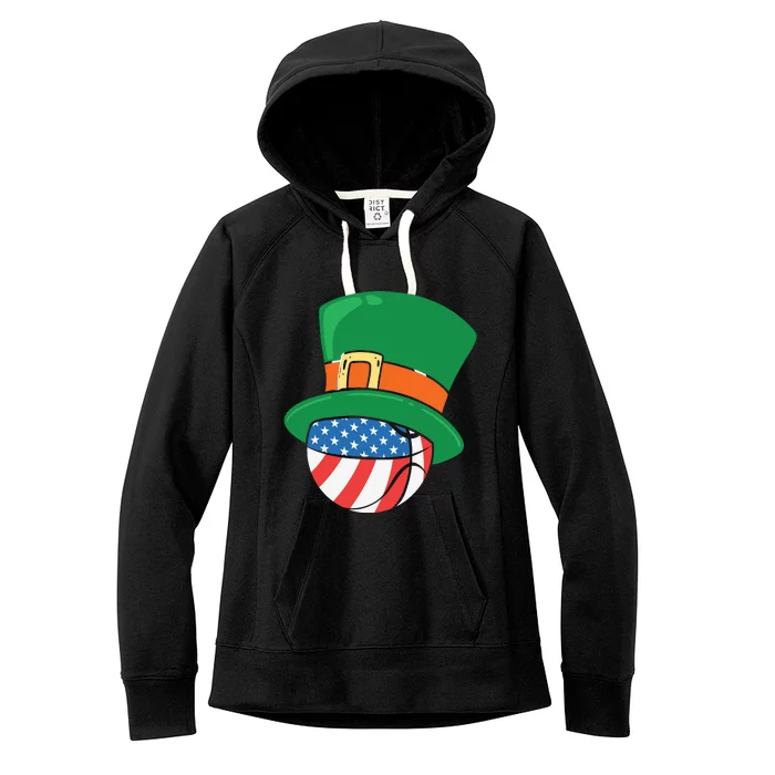 USA Flag Baseball Leprechaun Patrick Women's Fleece Hoodie