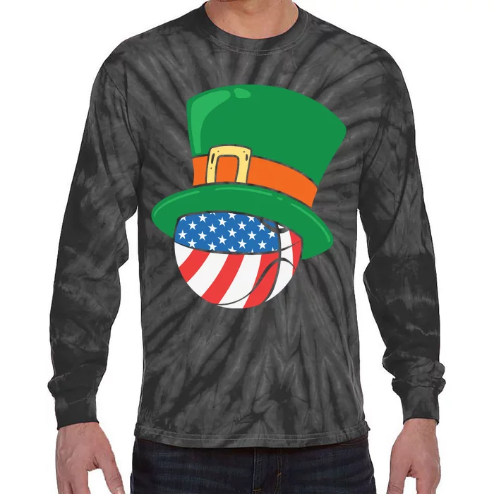 USA Flag Baseball Leprechaun Patrick Tie-Dye Long Sleeve Shirt