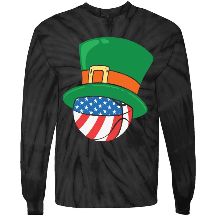 USA Flag Baseball Leprechaun Patrick Tie-Dye Long Sleeve Shirt