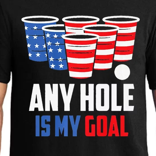 USA Flag Beer Pong Game 4th of July Beer any hole is my goal Pajama Set