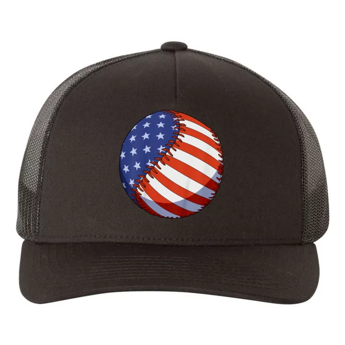 Usa Flag Baseball Ball Sport Lover 4th Of July Gifts Yupoong Adult 5-Panel Trucker Hat