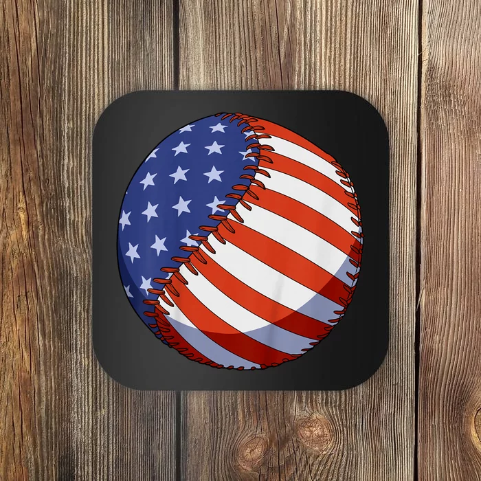 Usa Flag Baseball Ball Sport Lover 4th Of July Gifts Coaster