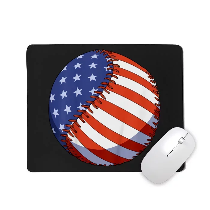 Usa Flag Baseball Ball Sport Lover 4th Of July Gifts Mousepad