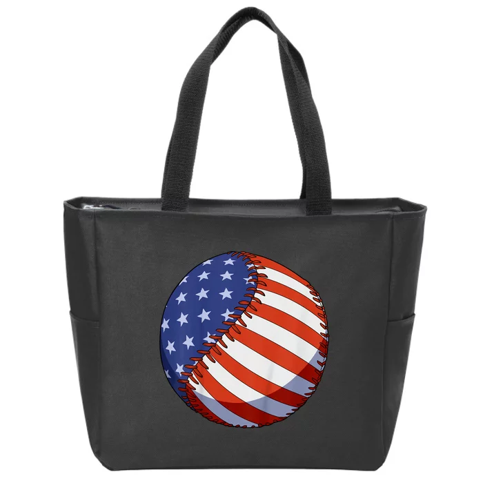 Usa Flag Baseball Ball Sport Lover 4th Of July Gifts Zip Tote Bag