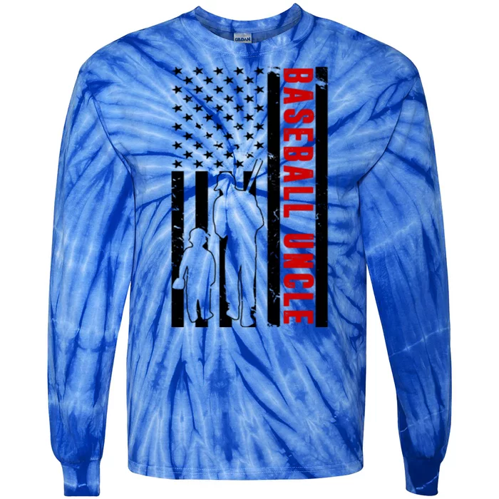 USA Flag Baseball Uncle Baseball Lover Baseball Uncle Gift Tie-Dye Long Sleeve Shirt