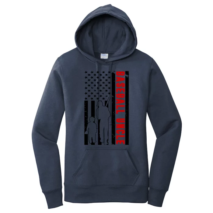 USA Flag Baseball Uncle Baseball Lover Baseball Uncle Gift Women's Pullover Hoodie