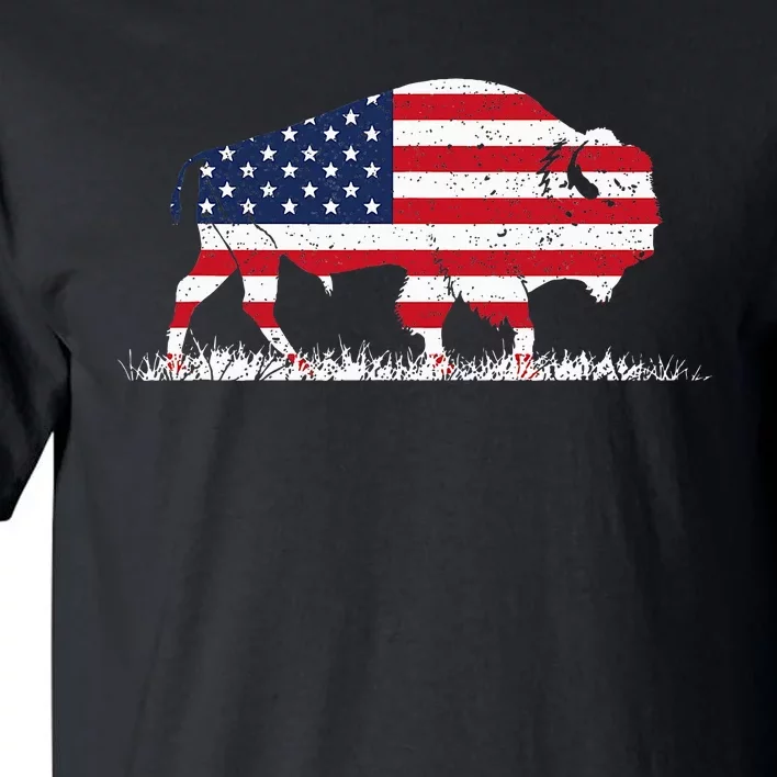 Us Flag Buffalo Wildlife Animal Gift Buffalo Tall T-Shirt