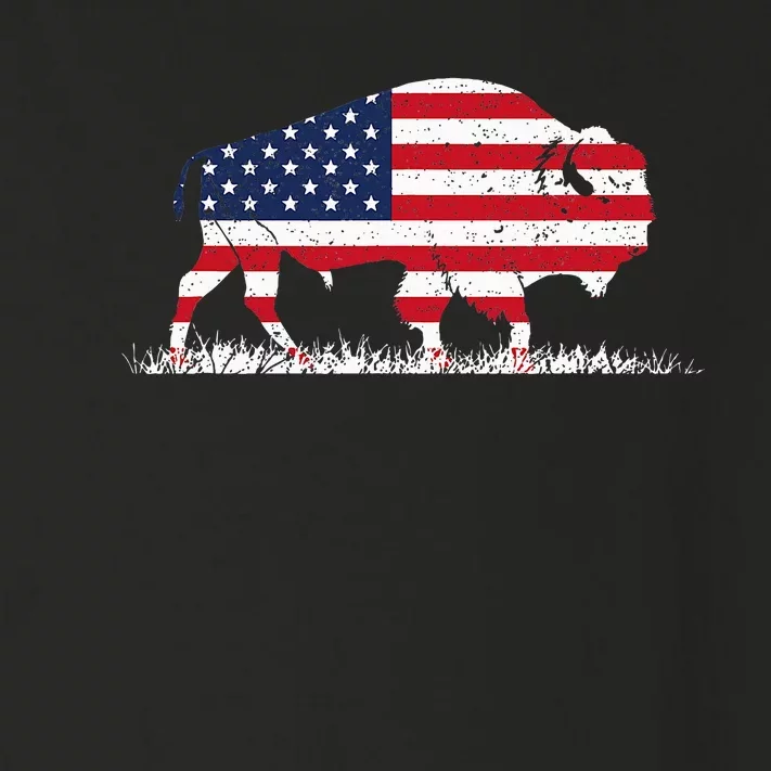 Us Flag Buffalo Wildlife Animal Gift Buffalo Toddler Long Sleeve Shirt