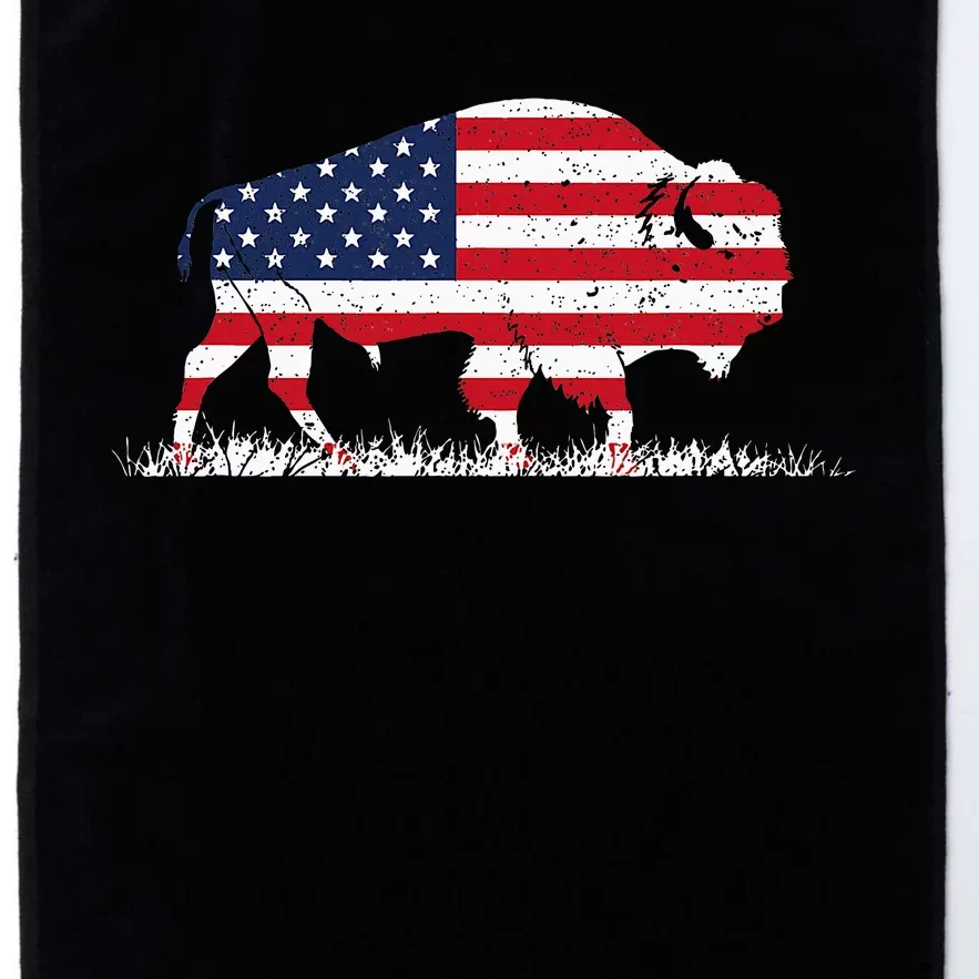 Us Flag Buffalo Wildlife Animal Gift Buffalo Platinum Collection Golf Towel