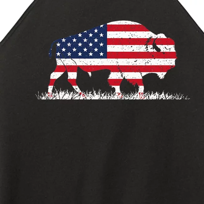 Us Flag Buffalo Wildlife Animal Gift Buffalo Women’s Perfect Tri Rocker Tank