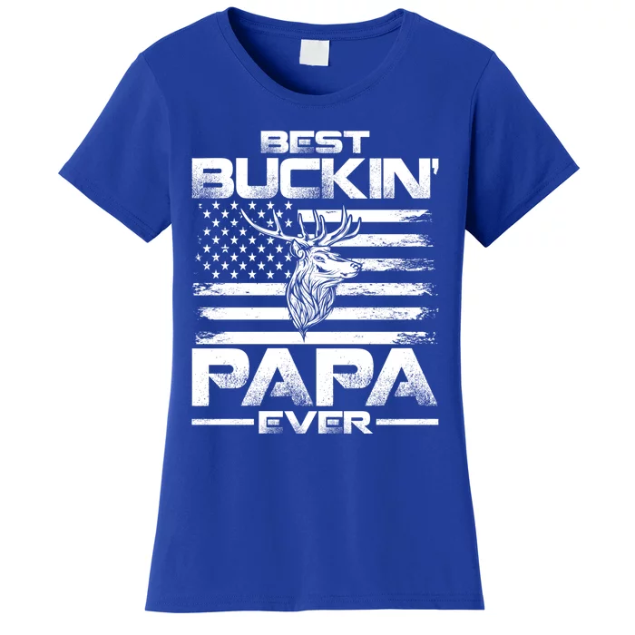 Usa Flag Best Buckin Papa Ever Deer Hunting Gift Women's T-Shirt