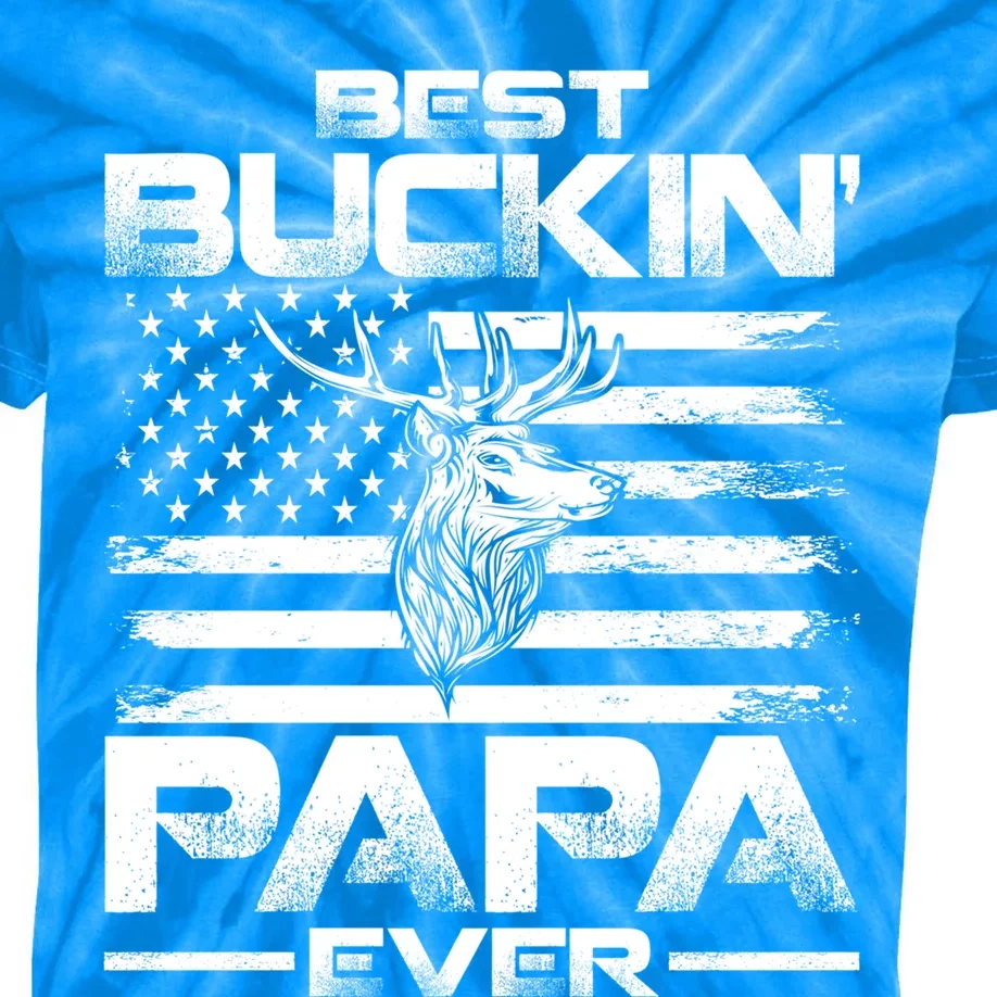 Usa Flag Best Buckin Papa Ever Deer Hunting Gift Kids Tie-Dye T-Shirt